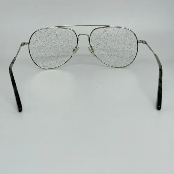 BCBGMAXAZRIA Intrigue Silver Eyeglasses Frames Sparkle Speckled 57-14-140 H13489